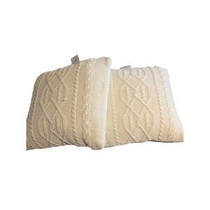 Cream Cable Knit Throw Pillow Set Decorative Cozy Textured Accent Pillow Covers